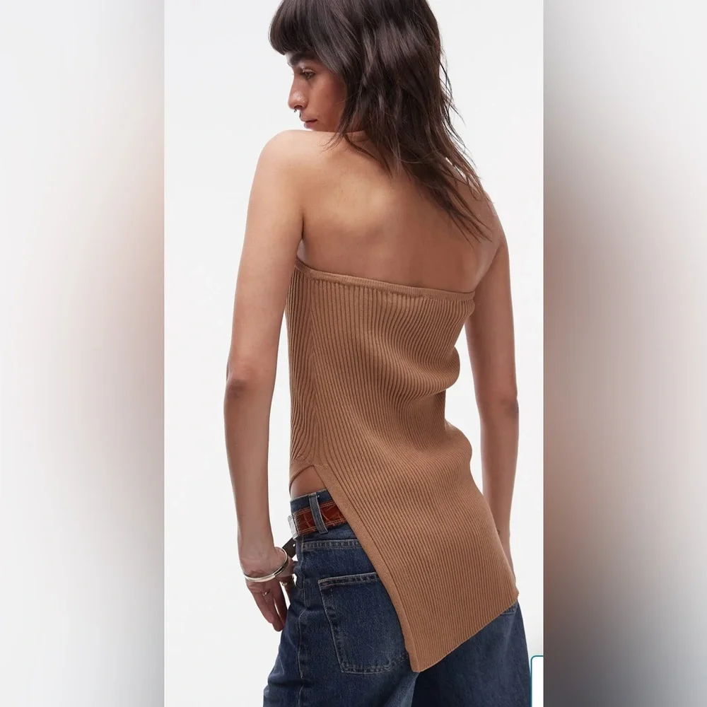 NWT [TopShop] Ribbed Sweater Strapless Convertible Top/Skirt in Camal Women’s S - Picture 3 of 13